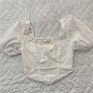 White Puff Sleeve Corset Top